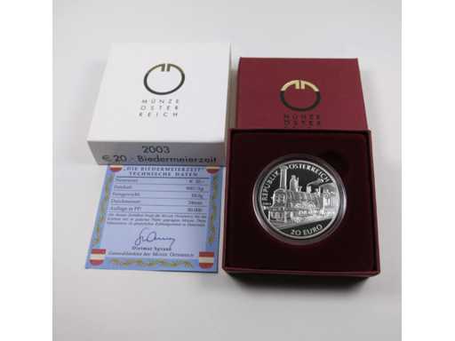 Austria 20 Euro 2003 Silver Proof Perioada Biedermeier