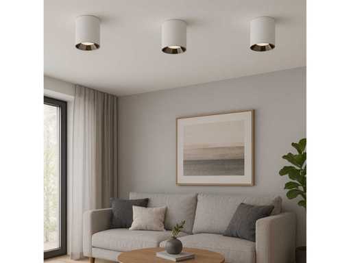10 x Luminaire Downlight – Luminaire monté en surface – GU10 – Carré – Blanc/Chrome 