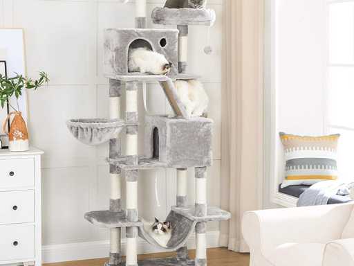 Grote krabpaal, speeltoren 206 cm, lichtgrijs