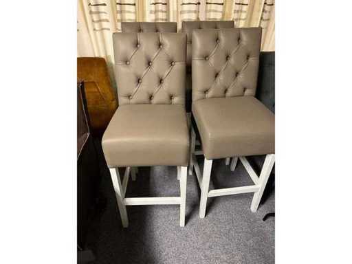 Krzesło jadalne (4x) stołek barowy, skóra szary