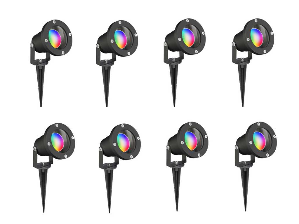 8 x spots de jardin GT Focus RGB