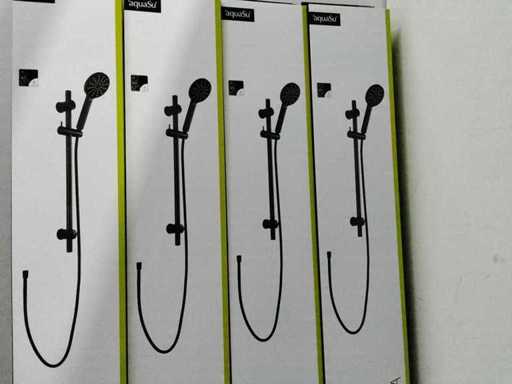 Black shower rail set with hand shower (4x)