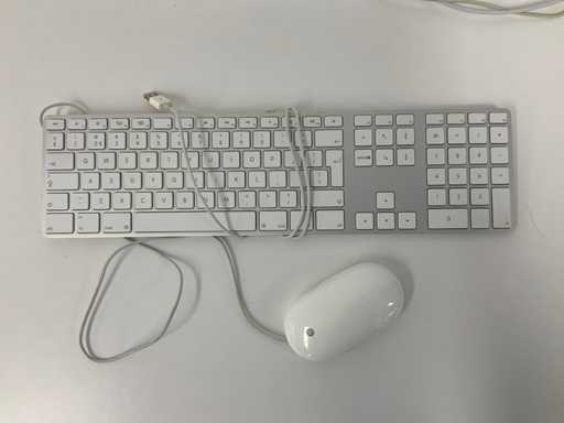 Apple - A1243 Magic Wired QWERTY Keyboard + A1152 Wired Magic Mouse