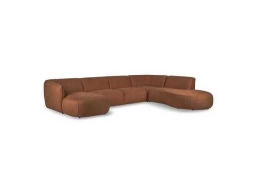 fonQ - Rozciągnięta sofa w narożniku po lewej - piaskowa żółta - zestaw sofy