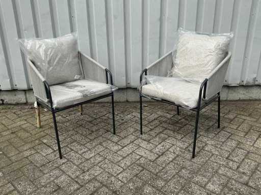 Krzesło ogrodowe z poduszkami (2x)