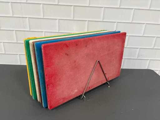 Plastikowa deska do krojenia z uchwytem ze stali nierdzewnej (6x)