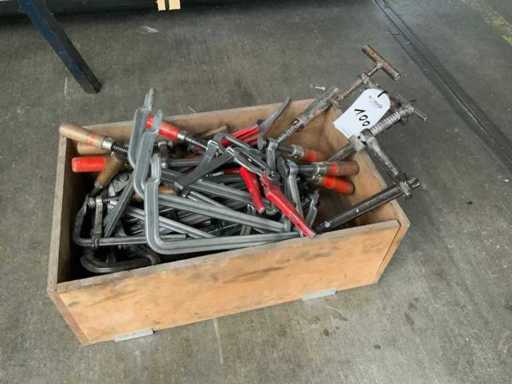 Container filled with construction pliers