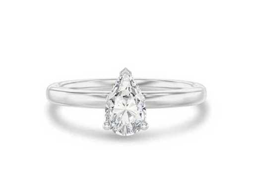 18 karaat witgouden ring (maat EU 52) met 1.55 ct peer diamant 