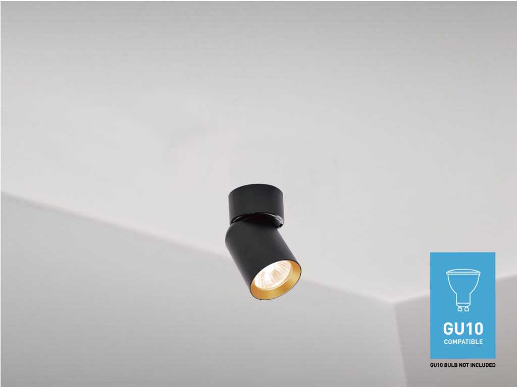 GU10 Surface-mounted spotlight Fixture cylinder sand black and gold rotatable (50x)