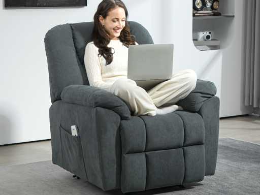 Fauteuil inclinable électrique avec fonctions massage et chauffage