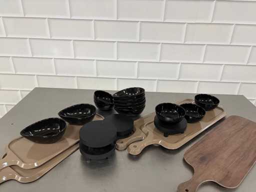 Plastique pour planches de tapas avec bols (5x)