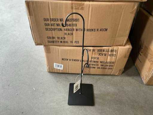 Partij Hangers with 3 hooks H40cm black (60x)