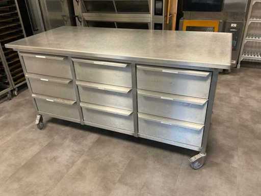 Mobiler Arbeitstisch aus Edelstahl