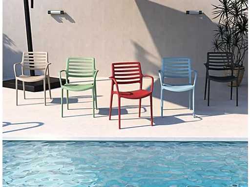 Stapelbare stoelen met armleuningen, versterkt met glasvezel, laadvermogen tot 250 kg (x6 Mix)