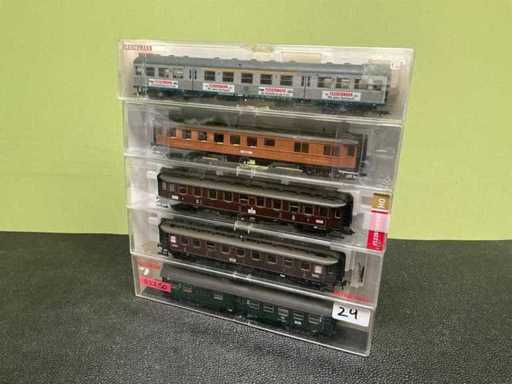 Fleischmann 5127 / 5853 / 5681 / 5899 /5153 Wagon miniature (5x)