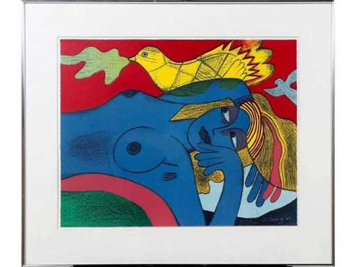 Corneille - L'oiseau jaune - litho - ingelijst