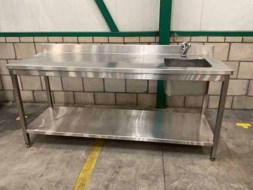 200cm stainless steel work table with sink