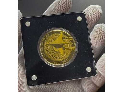 Rare 1/200 oz 999/1000 gold coin commemorating the first supersonic passenger flight of the Concorde
