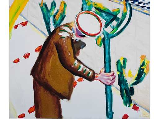 Roger Raveel - vader plant een boompje in de witte ruimte van de aarde - offset