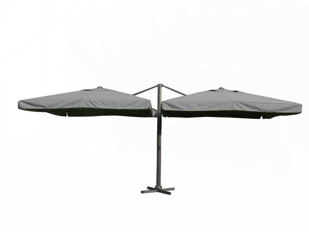 Dubbele hangende parasol Donkergrijs (2 * 300x300cm)