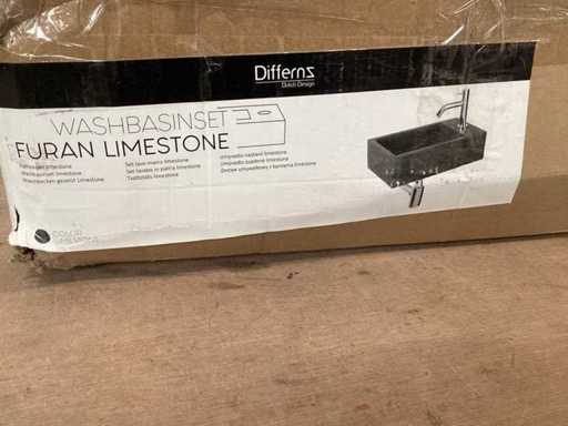 DIFFERNZ Waschbecken Furan Naturstein, komplett Set