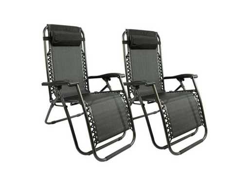 MaxxGarden 20315 textoline Loungers - Set of 2 black