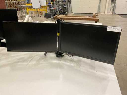 Ilyama B2483HSU, XU2390HS Monitoren op 1 arm (2x)