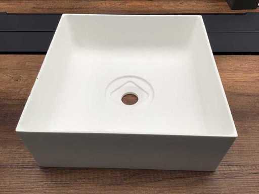 Riho Thin Square Washbasin blanc mat 38x14