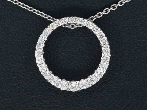 Witgouden ronde hanger met briljanten