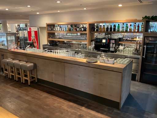 Bar with refrigerated display case and coolers (C)