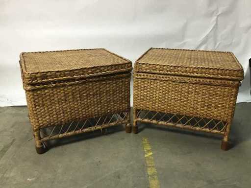 Vintage-Rattanboxen – Deckbox (2x)