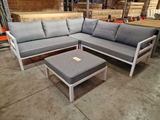 Suns - Ensemble salon d’angle Barolo White avec coussins gris clair