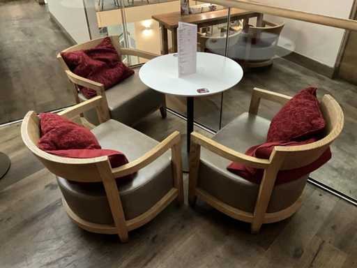 Cabine - Poltrona in legno con sedile in pelle (3x)