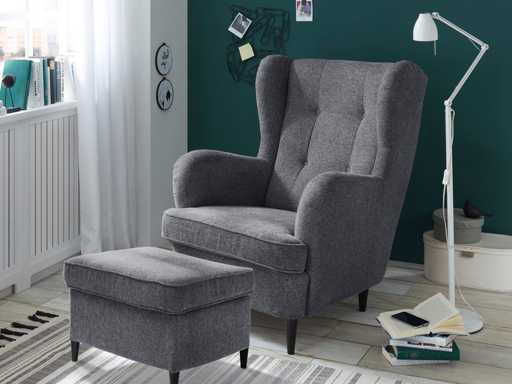 Fauteuil à oreilles - tissu anthracite