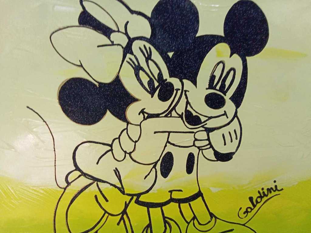 Orgineel schilderij  D'Haese & Galdini Mickey & Minie