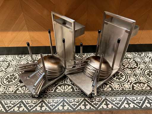 RVS Transportkar met 10x RVS wokpan (2x)