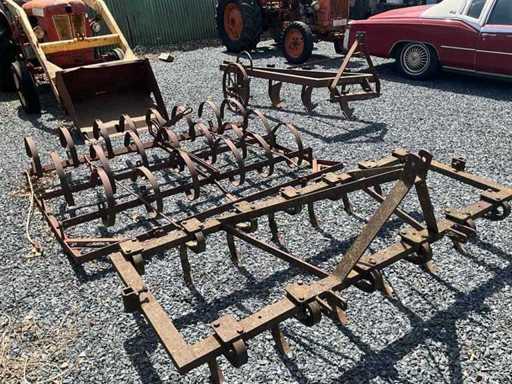 Set of 2 antique harrows and plough