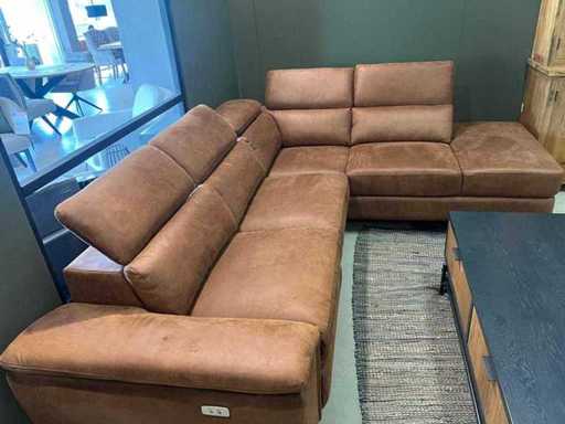Sofa z pełnej skóry cognac, elektrycznie regulowana, ok. 280x240, nowa