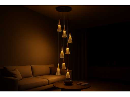 Suspension LED – B073/8 – 3000K – Blanc chaud – Ø400 mm – Hauteur réglable – Argent 