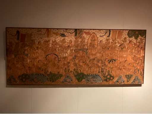 Balinees wandtapijt : “de rotatie van de Giri-berg”