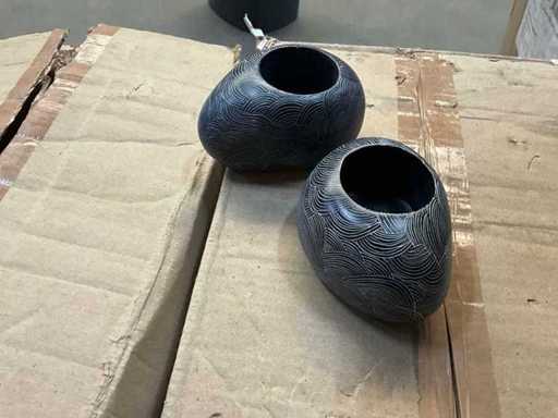 Fair Trade Waxinelichthouder steen Wave Ø5cm hoog (138x)