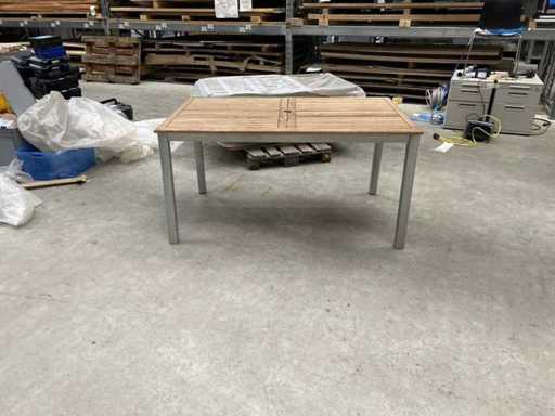 Masă de terasă - cadru din tec din aluminiu (3x)