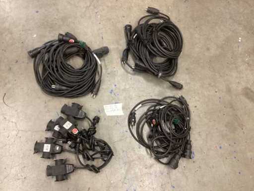 cable de extensión de goma de alta calidad con toma simple y múltiple, 10 piezas de 5 metros de longitud, una sola; 5 piezas de 3 metros de largo, sencillas; 5 piezas de 1 metro de largo, triple - ###1521###
