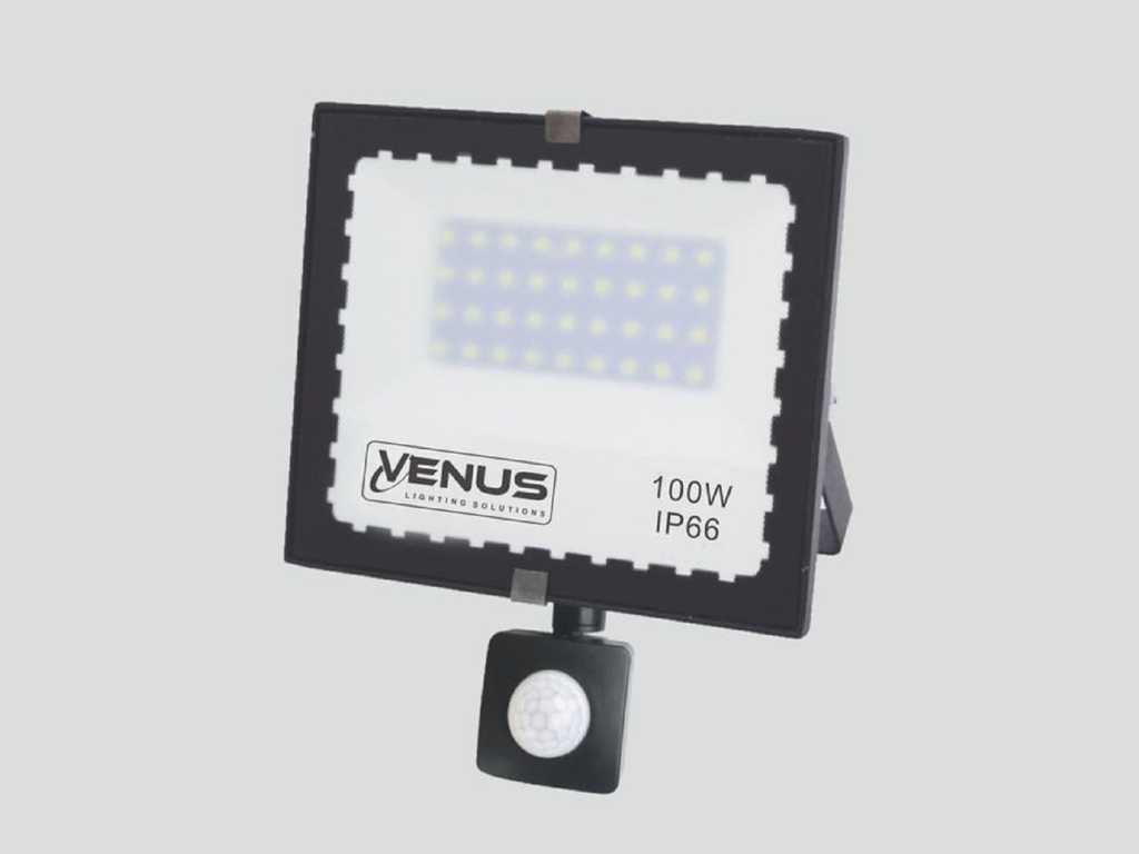 10 x Proiector LED 100W cu senzor IP66 - 6500K alb rece