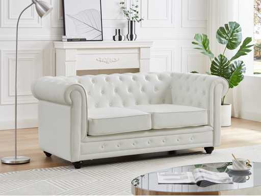 2-zitsbank in witte imitatie 