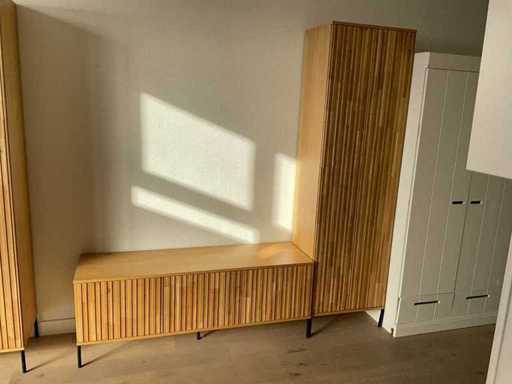 Meble i szafka do telewizora Woood New Gravure oraz wysoka szafka (2x)