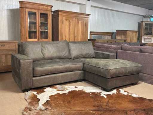 Monti Leren bankstel met chaise lounge