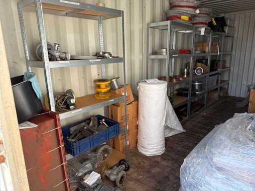 Large batch of industrial flanges, valves, couplings and parts