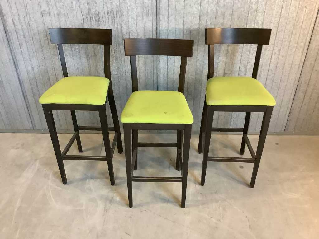Bar stool with backrest and upholstered seat (3x)