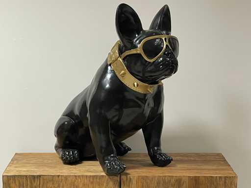 Franse Bulldogs met bril H80cm Zwart Trash